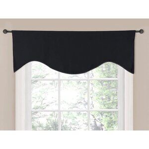 Set of Three Black Scalloped Valances 50” Black Out